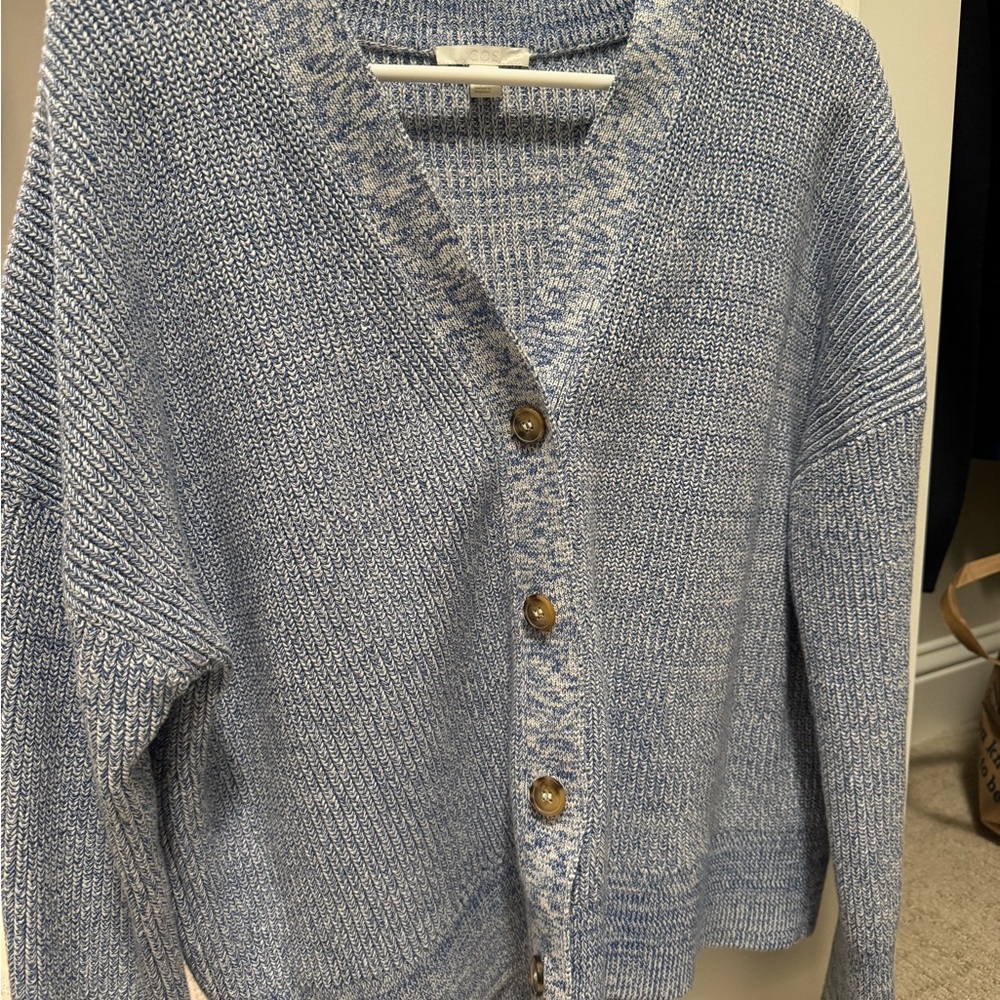 Blue Button-Up Women's Sweater